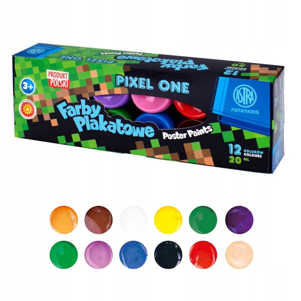 

Farby plakatowe Minecraft Pixel 12kol 20ml Astra