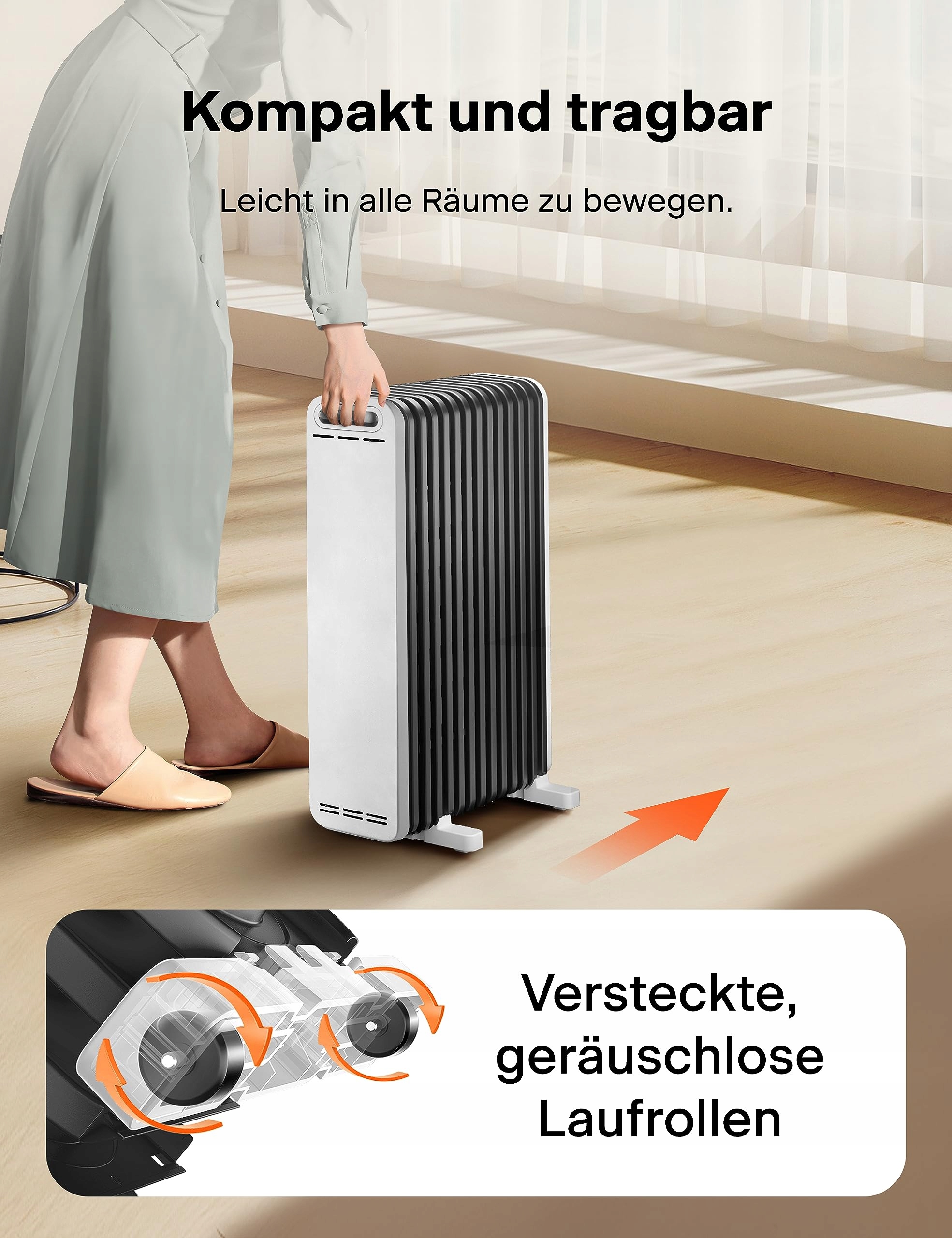 PELONIS Grzejnik Olejowy 2500W, 13 Żeberek, Termostat, 3 Poziomy — miniatura 7