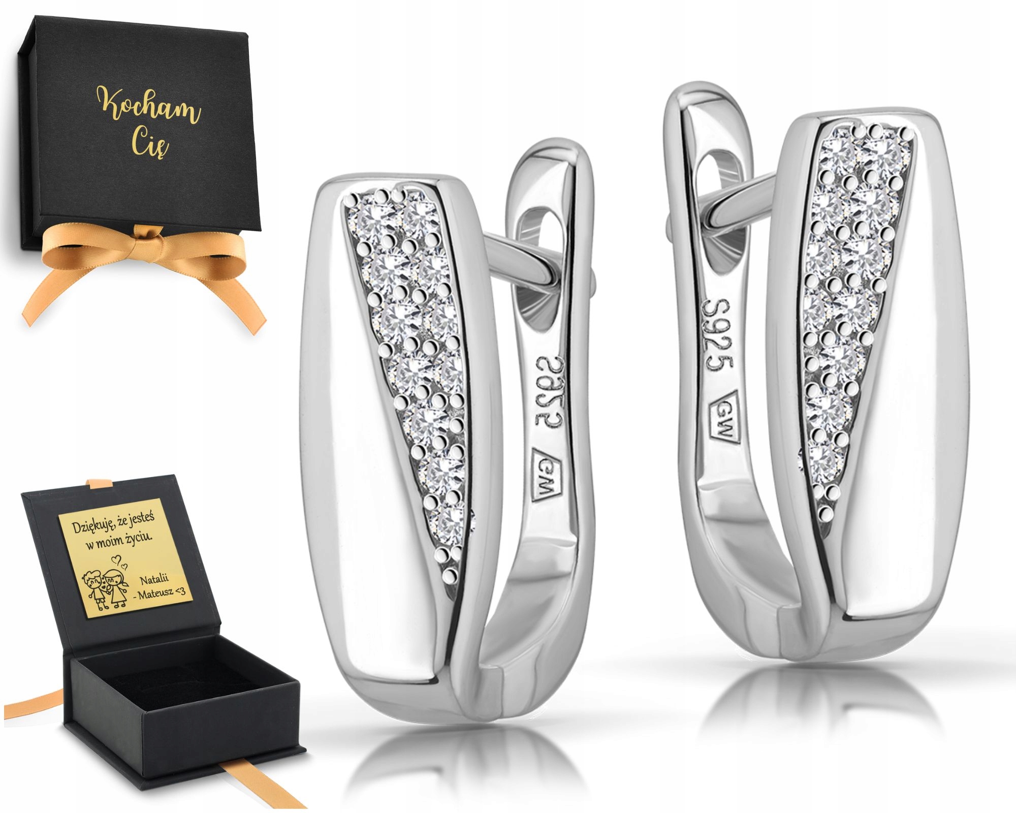 Stříbrné náušnice anglické zapínání, s kubickou zirkonií 925 gravírování