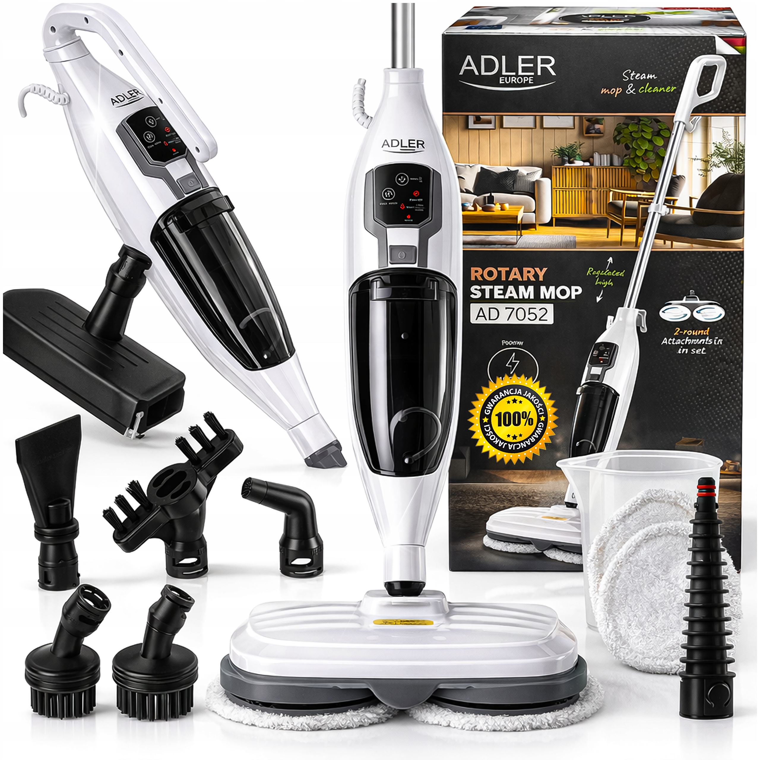 Mop Parowy Myjka Parowa Obrotowy Elektryczny Parownica Czyścik Okien XXL