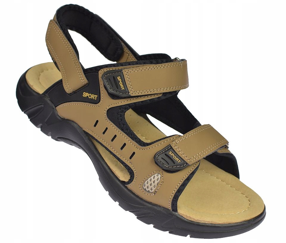 Pánské sandály velké velikosti, pásky na suchý zip, kožená stélka A9008, vel 48