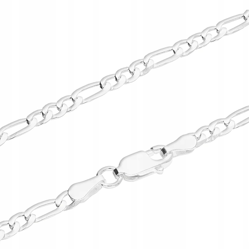 Krásný stříbrný 925 Řetízek s vazbou Figaro Rhodiovaný unisex vzor 8.05 g