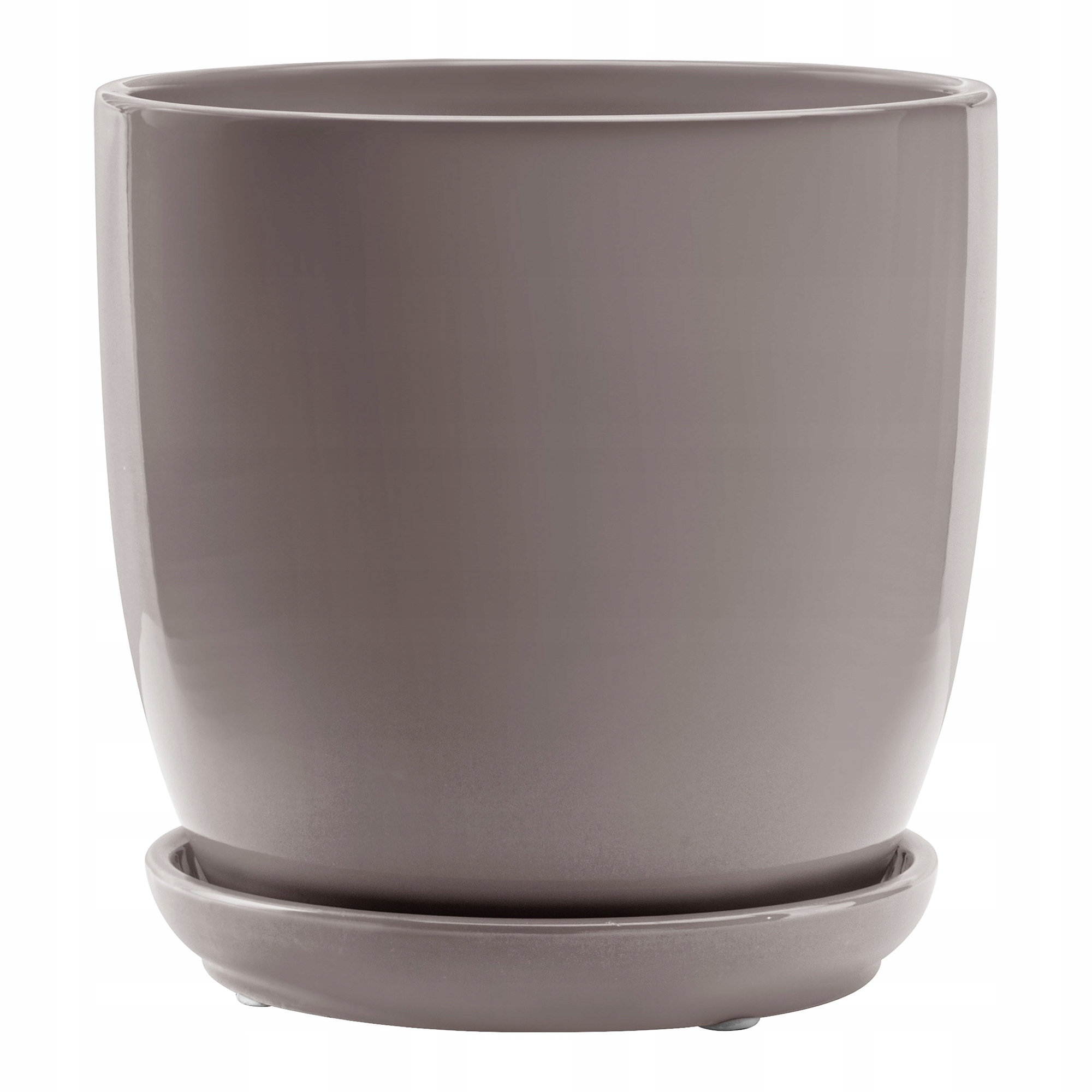 Doniczka ceramiczna Szary okrągła połysk Ø24cm z podstawką gładka szkliwion