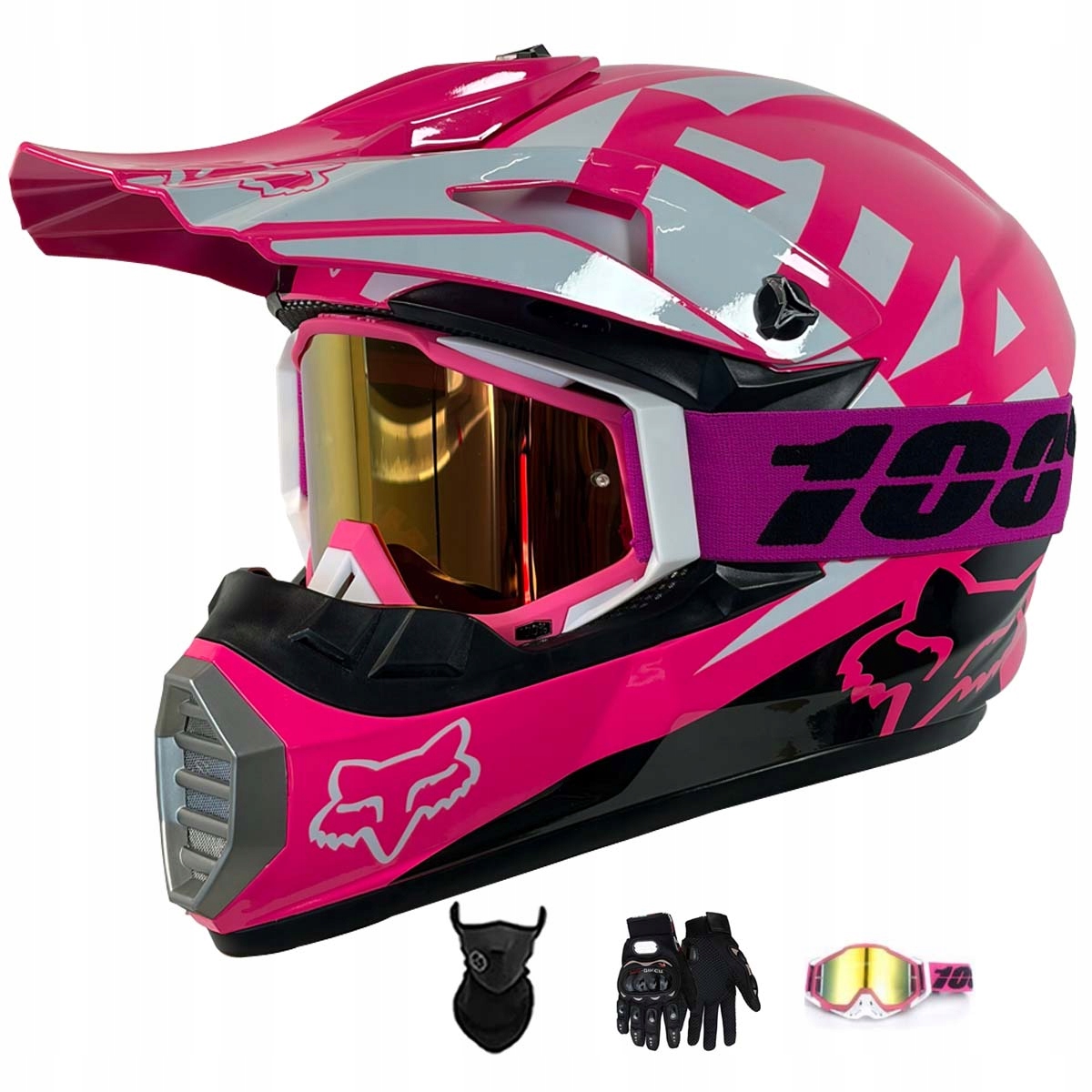 Motocyklová Přilba Lehká Enduro Quada Brýle Rukavice Maska S