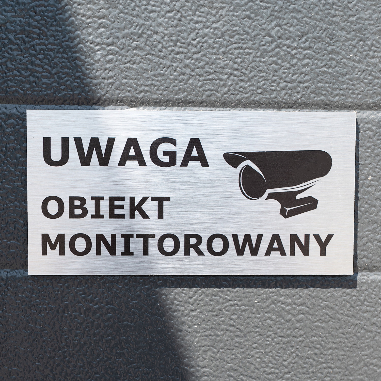 TABLICZKA UWAGA OBIEKT MONITOROWANY TEREN CHRONIONY | 20x10cm | Nierdzewna Tematyka obiekt monitorowany