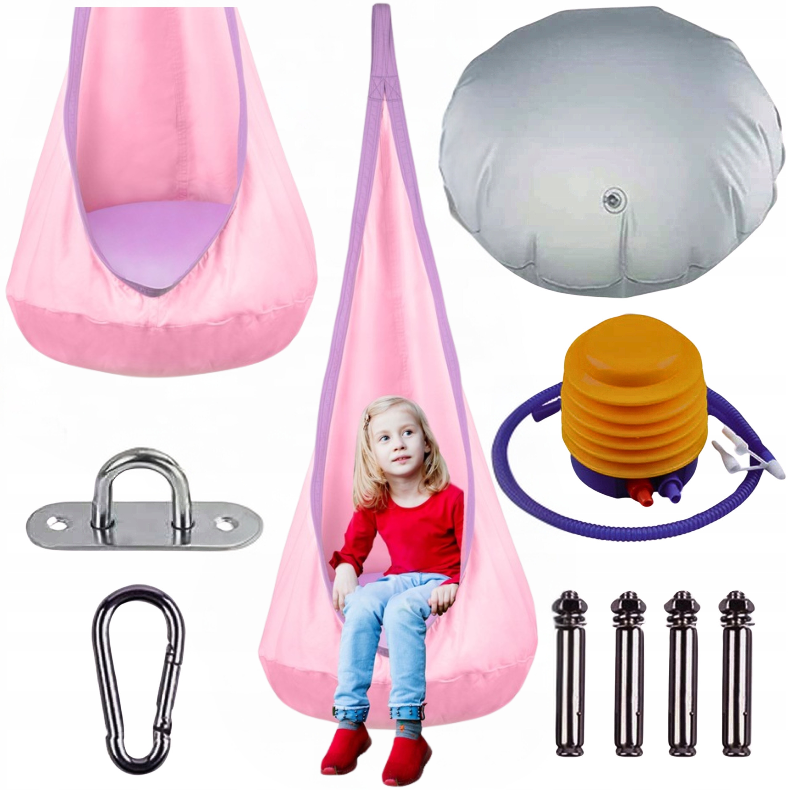 Kokon Záhradná Hojdačka Ružová Závesná Pre Deti Sedadlo Abiko