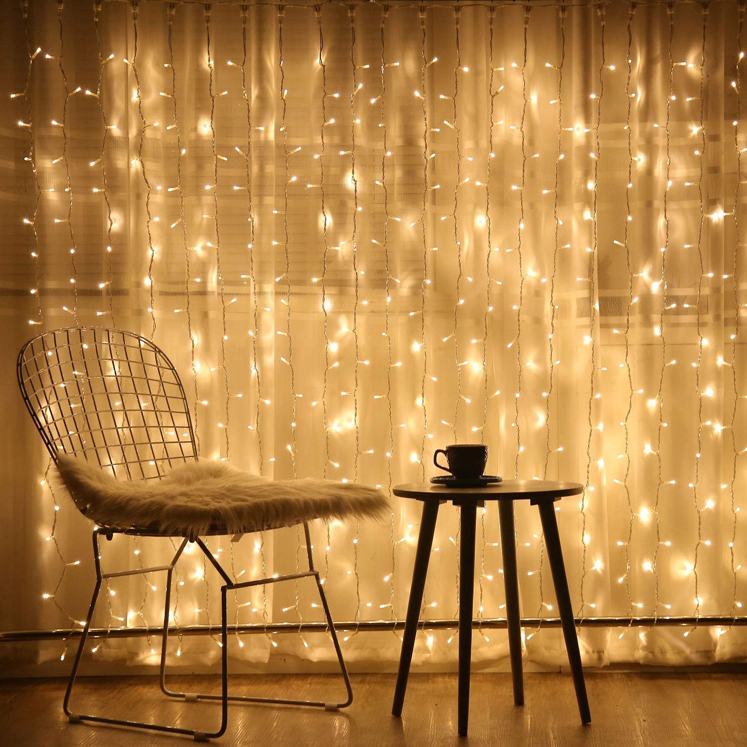 Kurtyna Świetlna Lampki Dekoracyjne Do Sypialni 6x3M 600 LED — miniatura 2