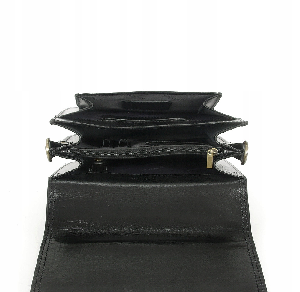 TORBA NA RAMIĘ RAPORTÓWKA SKÓRZANA CZARNA PASEK!!! Głębokość produktu 11 cm