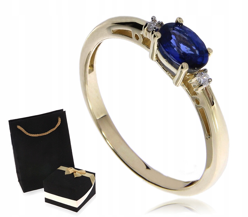 

Złoty pierścionek szafir* brylant* złoto* LgP535