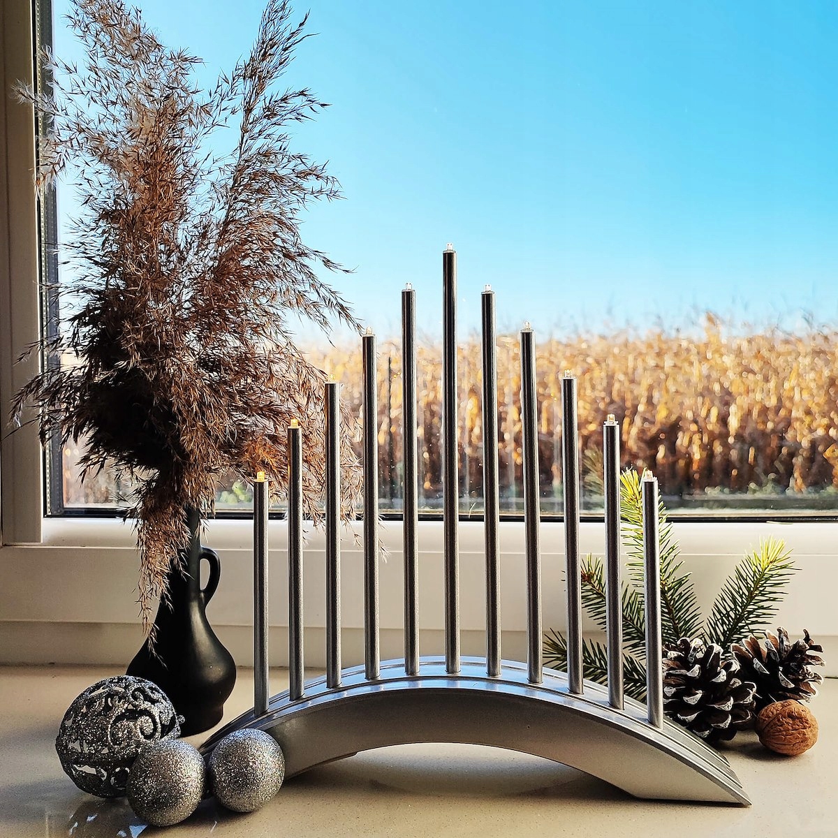 ŚWIECZNIK ADWENTOWY LED LAMPKI NA OKNO ŚWIECE DEKORACJA ŚWIECZKI 30 cm Materiał inny