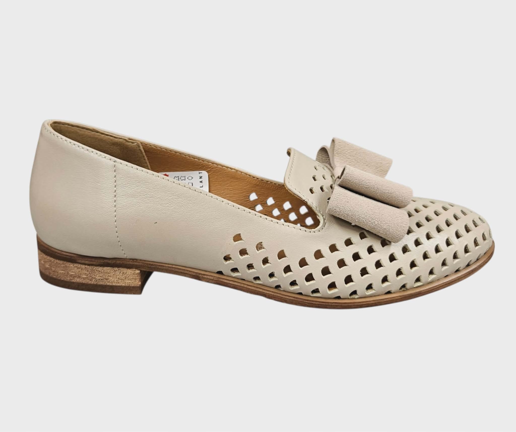 Dámské Kožené Lodičky Mokasíny Lordsy Ažur Galant 4072 Béžová vel. 36