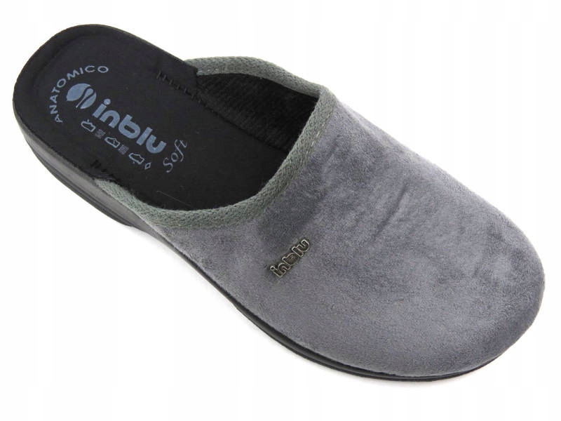 INBLU KAPCIE PAPCIE DOMOWE MĘSKIE PO-75 KLAPKI ZWYKŁE SZARE 40 Długość wkładki 25.5 cm