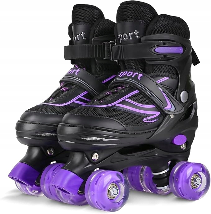 Regulovatelné kolečkové brusle pro děti, dospělé Duzskj vel. 4 svítící