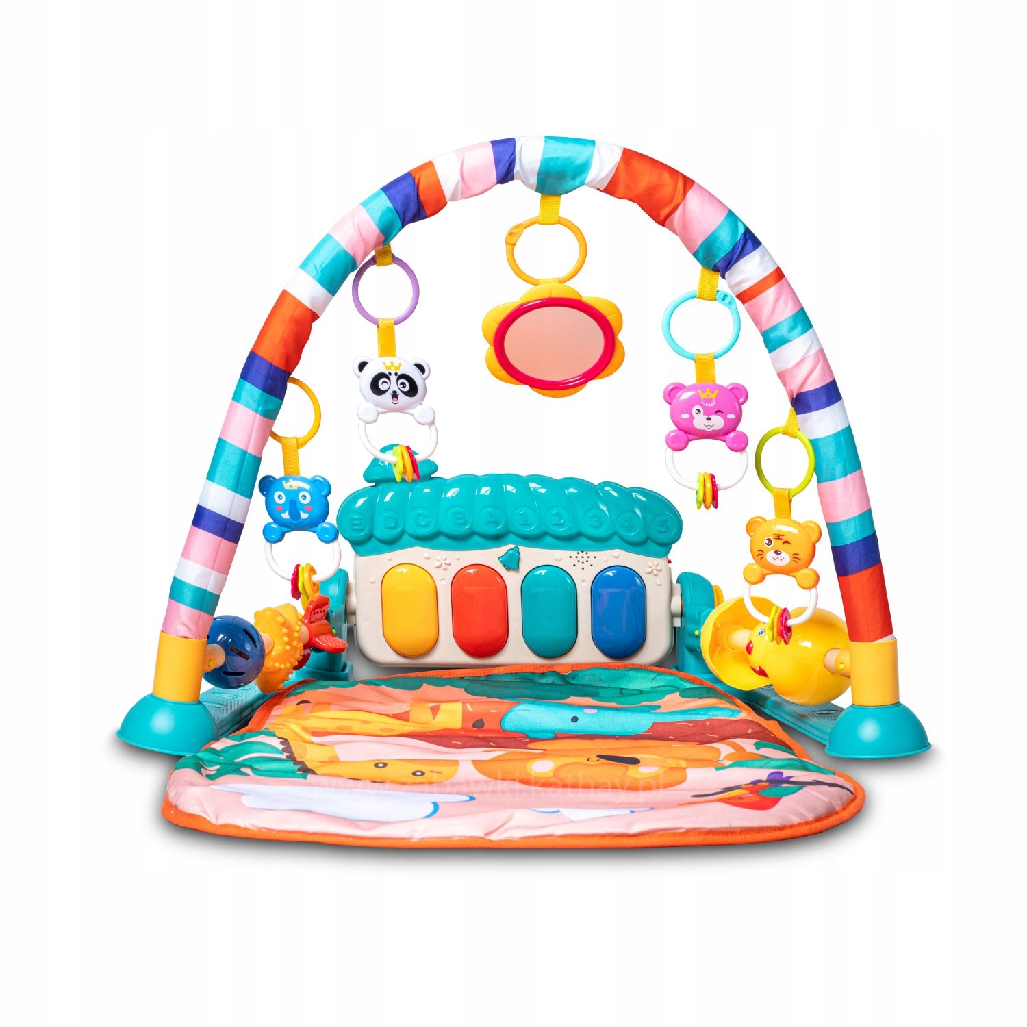 Spalvingas muzikinis lavinamasis kilimėlis kūdikiams, daugiaspalvis