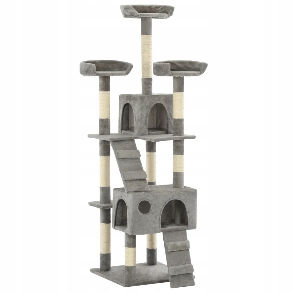 Škrabadlo pro kočky se sisalovými sloupky, 170 cm, šedé