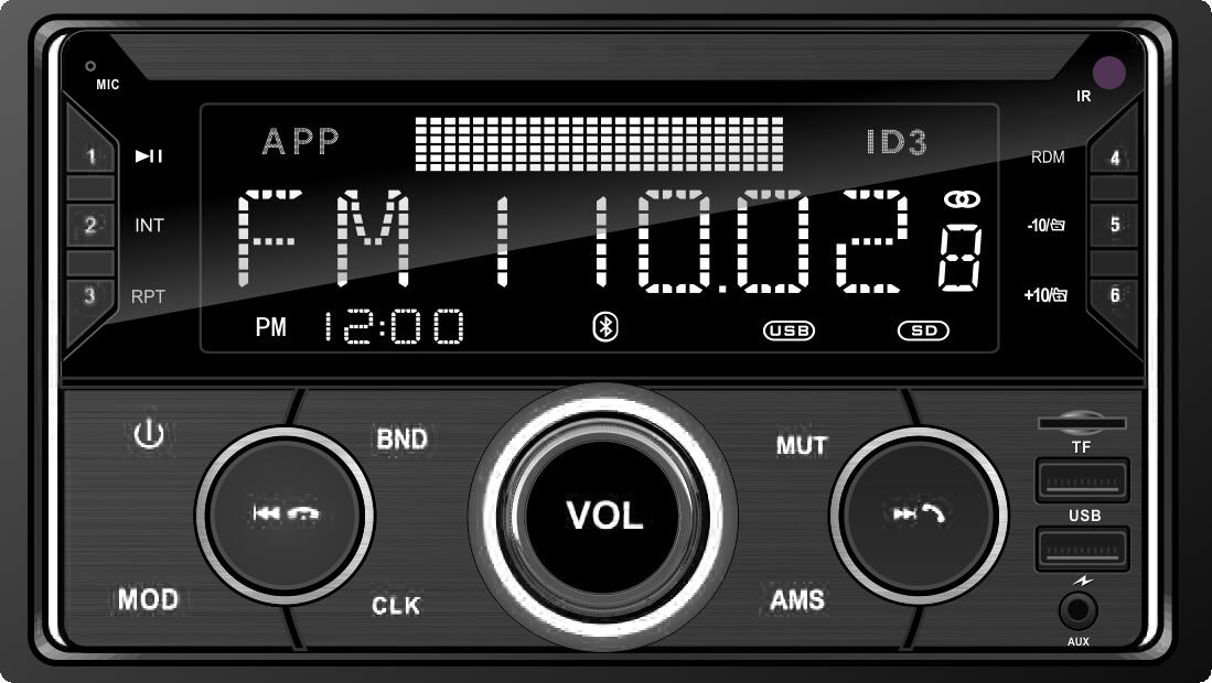 RADIO SAMOCHODOWE 2-DIN BLUETOOTH USB SD RDS LCD RGB MIKROFON PILOT ZESTAW Montaż 2-DIN