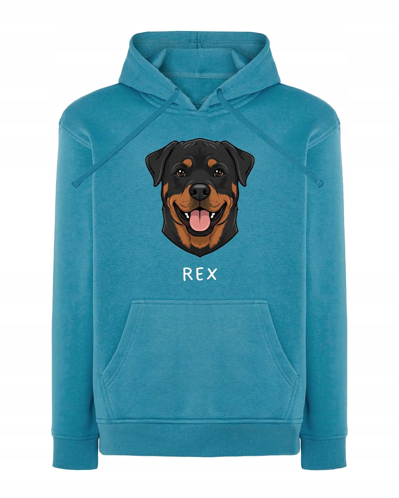 Mikina s kapucí Rottweiler Personalizovaná Pupil Pes Světle modrá XL