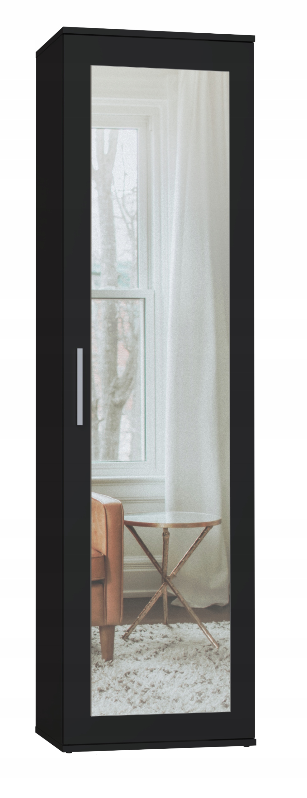 SZAFA DUO LUSTRO WIESZAK PRZEDPOKÓJ CZERŃ MAT