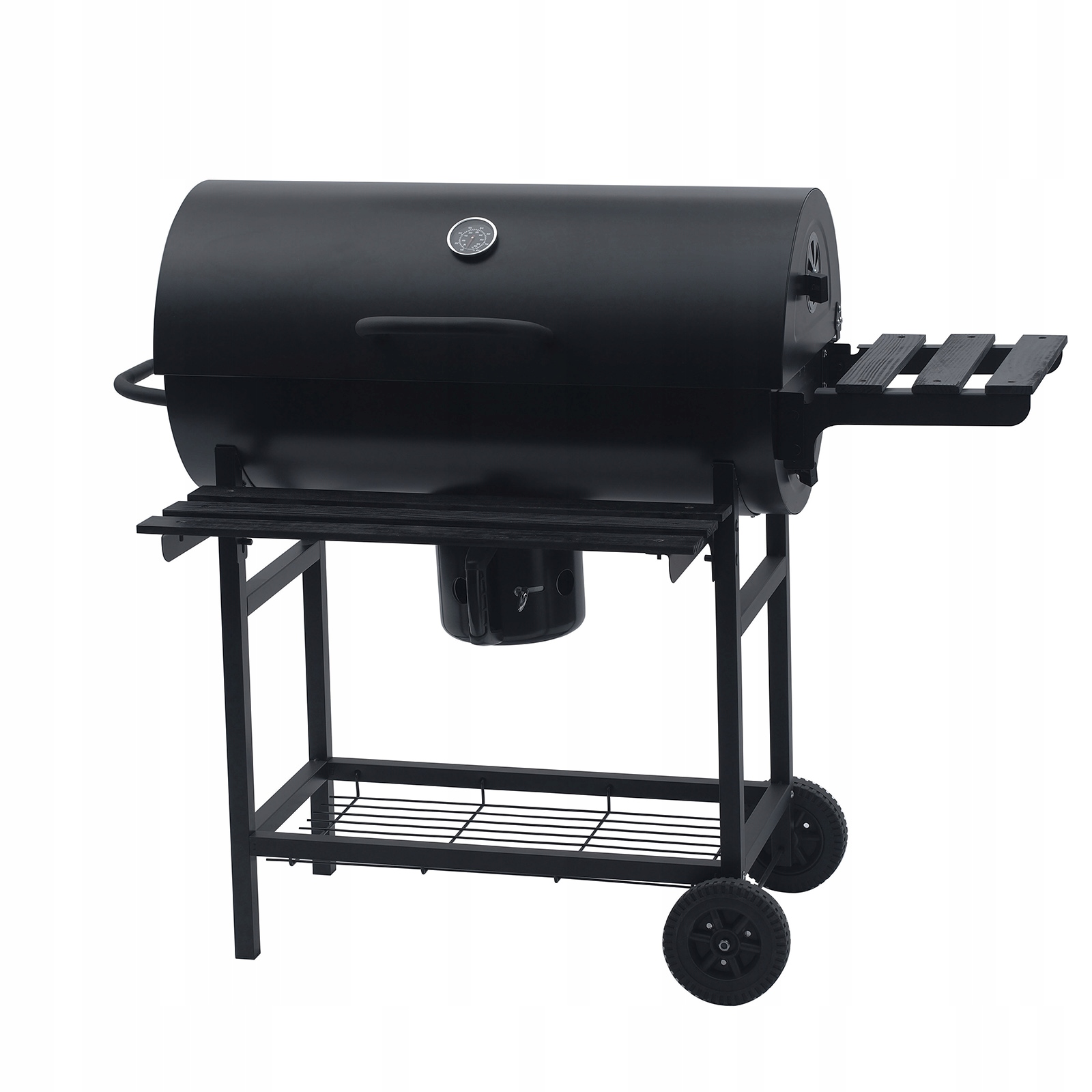 Grill Ogrodowy Węglowy Z Pokrywą Duży Z Półkami Popielnik Czarny Grand