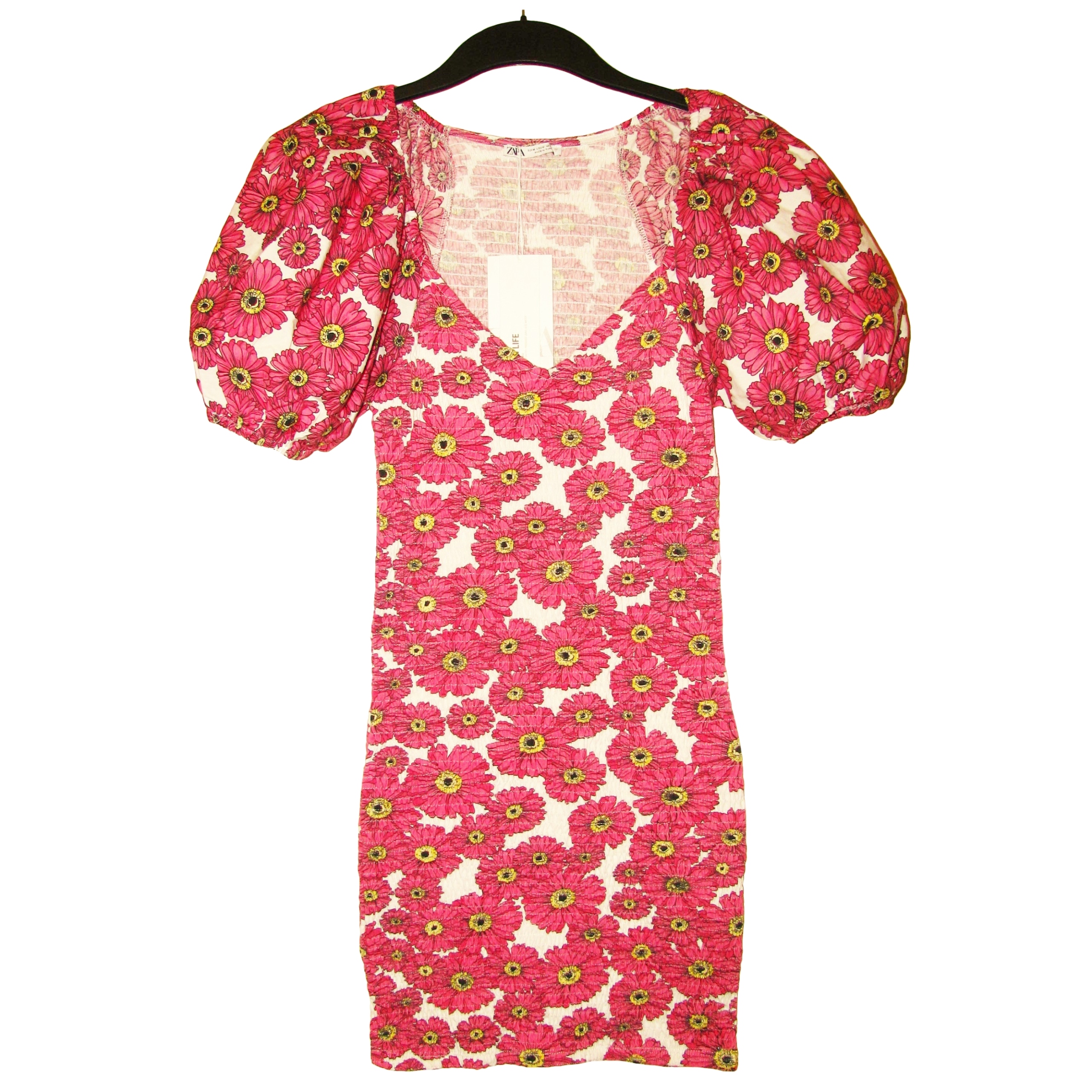 ZARA Piękna Sukienka Kolorowe Kwiaty BUFKI Sexy M Długość mini