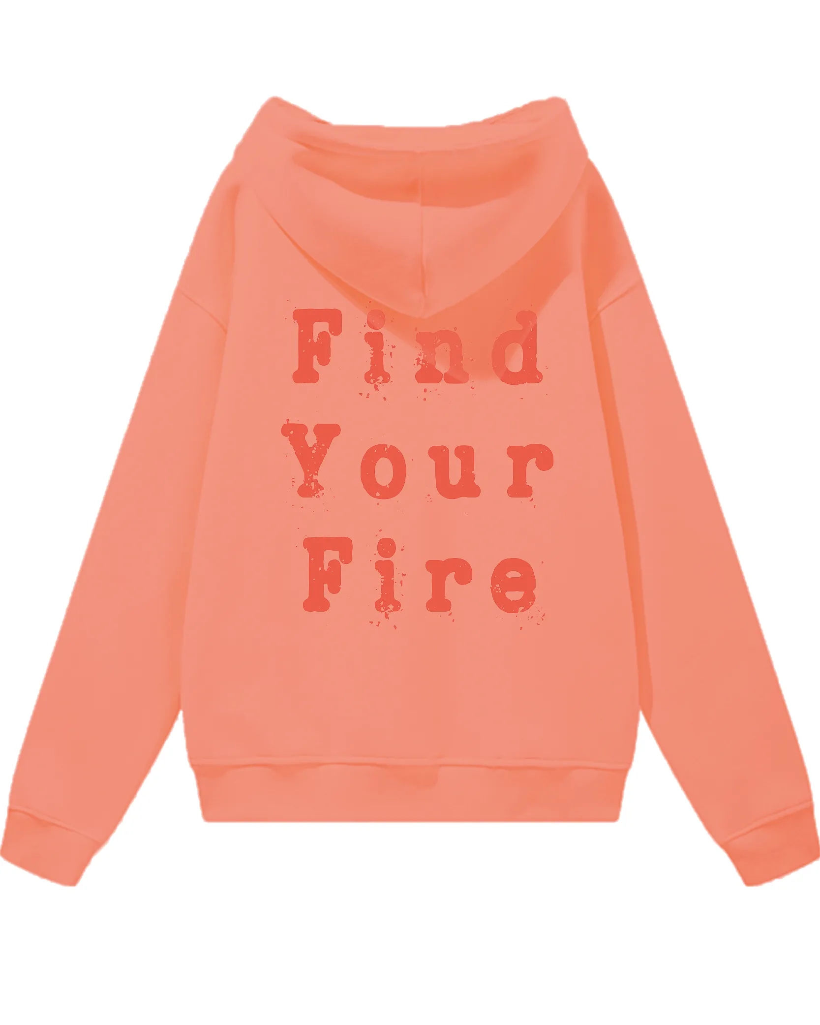 Oversize mikina s kapucí Find Your Fire Motivační korálový potisk S