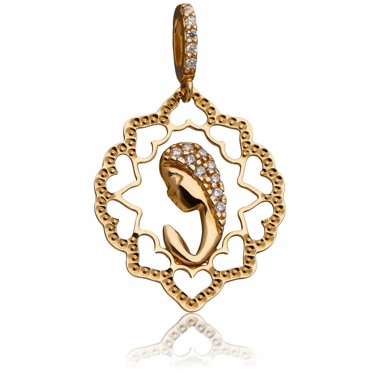 MEDALIK ZŁOTY DIAMENTOWANY MATKA BOSKA MARYJA 585 Stan opakowania oryginalne