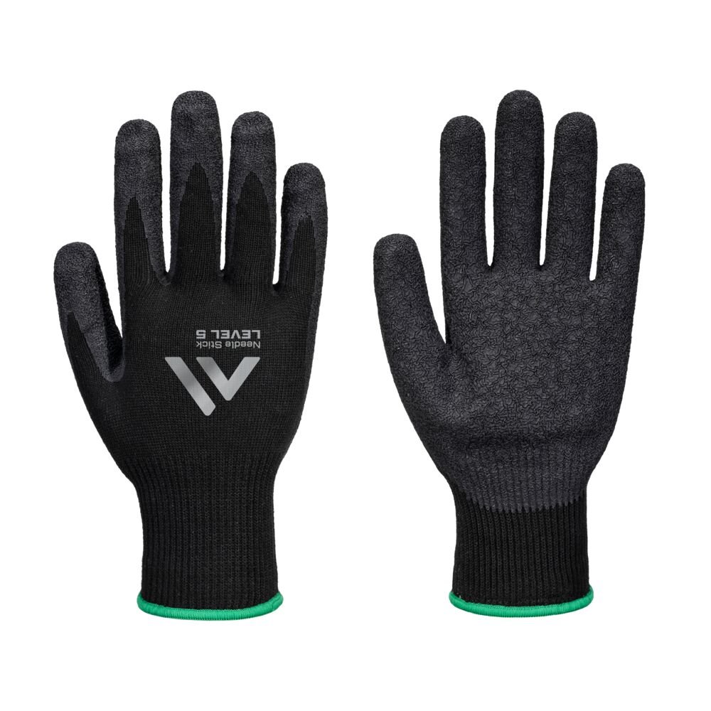 Latexové rukavice odolné proti propíchnutí, Ansi A9 vel. M Černá R