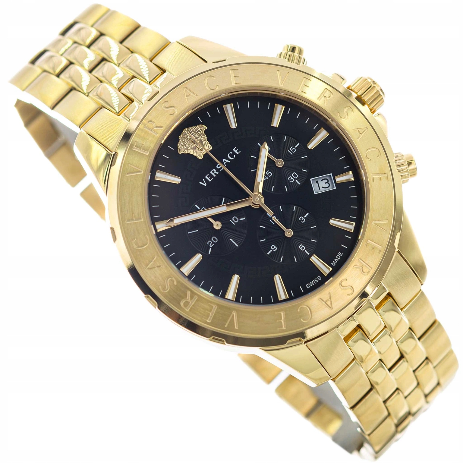 Pánské Hodinky Versace VEV602123 Signature Chrono Zlaté Na Náramku