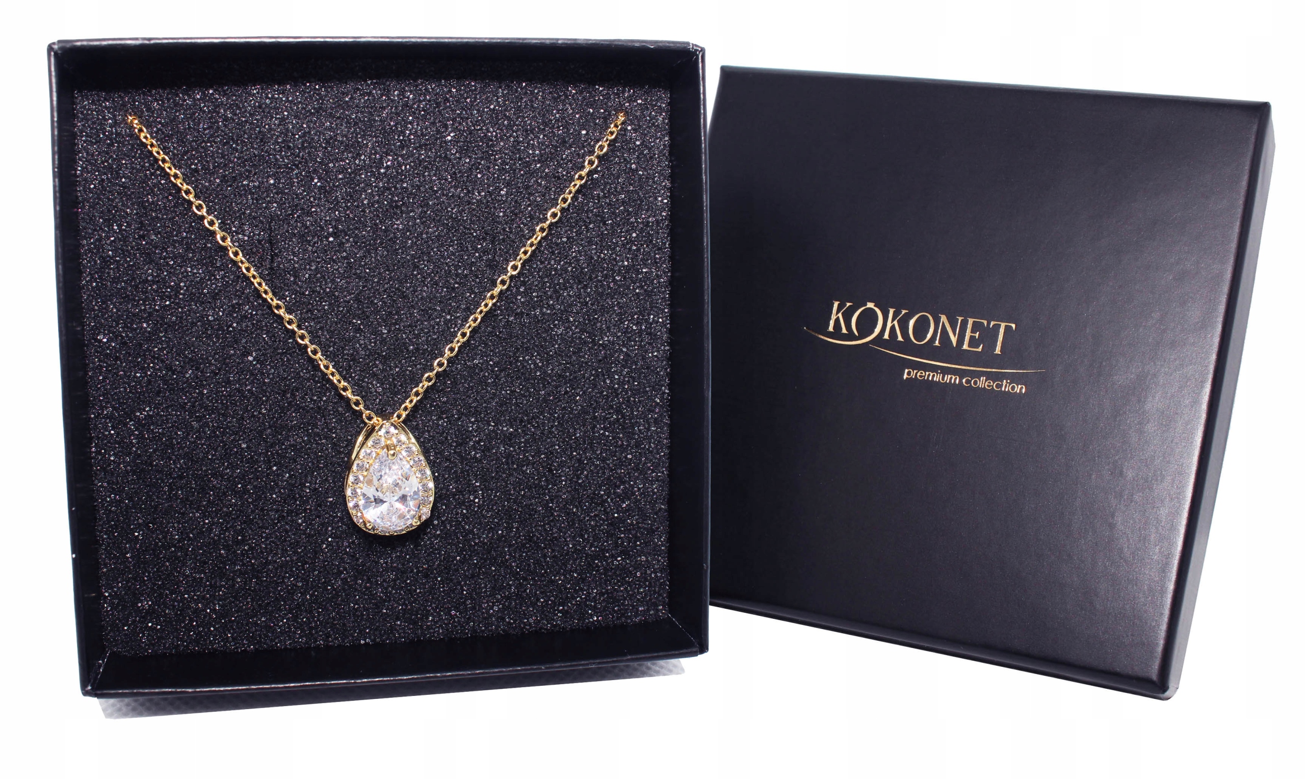 NASZYJNIK złota łezka MIGDAŁ ślubny PREMIUM gold