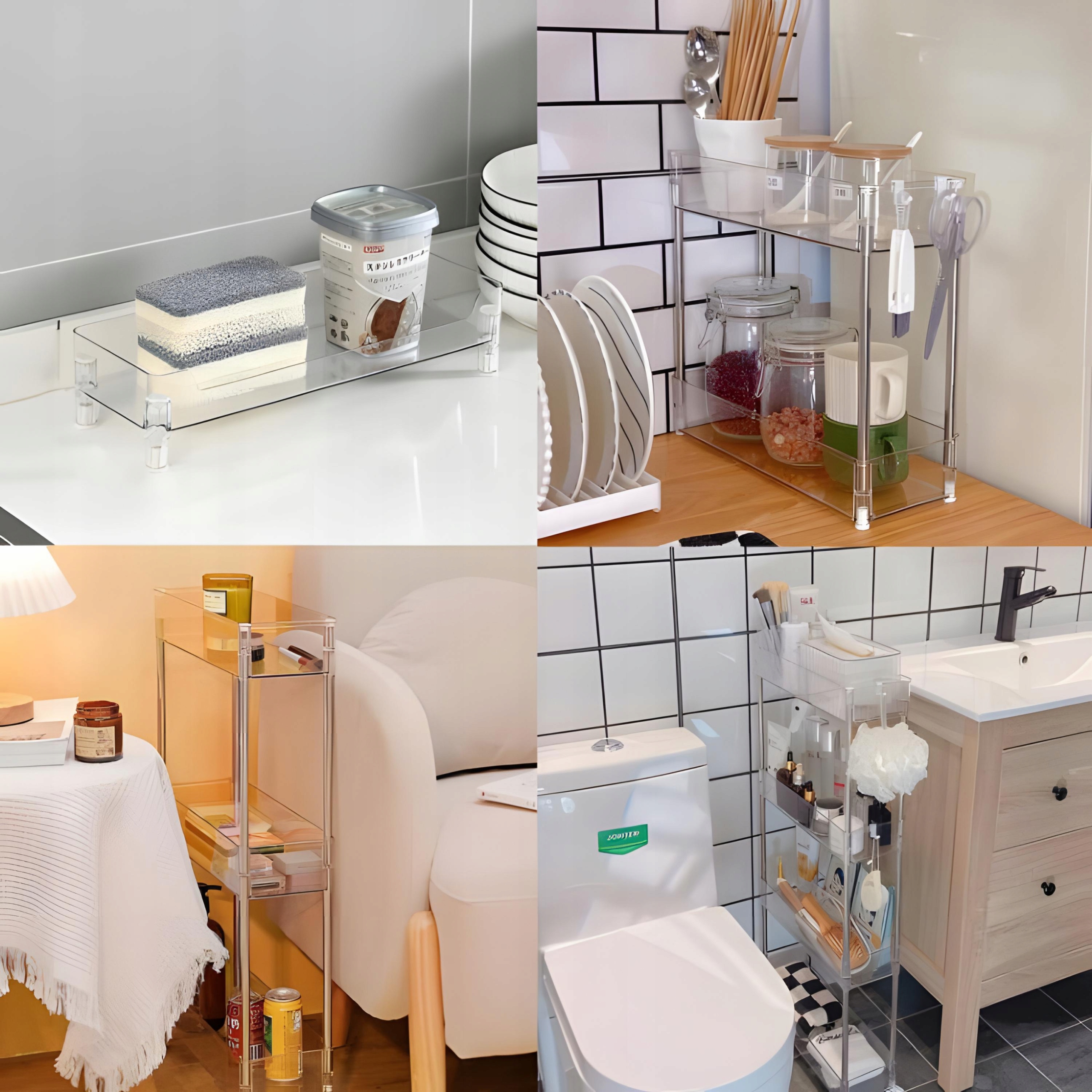 PÓŁKA ŁAZIENKOWA NA KÓŁKACH WĄSKA KUCHENNA SZAFKA ORGANIZER REGAŁ 9cm3PÓŁKI Kolor frontów inny kolor