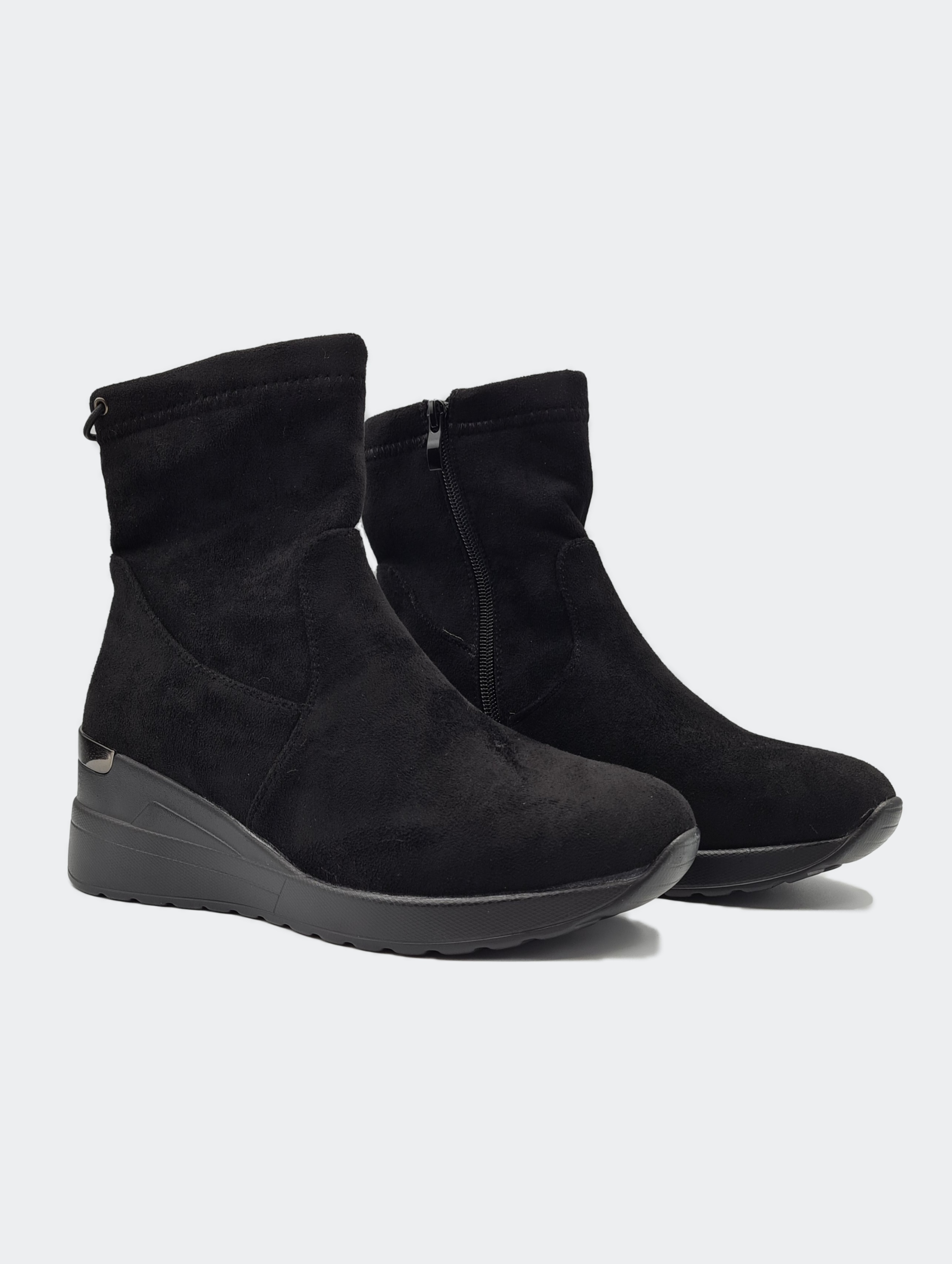 Botki Damskie Zamszowe Ocieplane Czarne Modne 38 Rozmiar 38