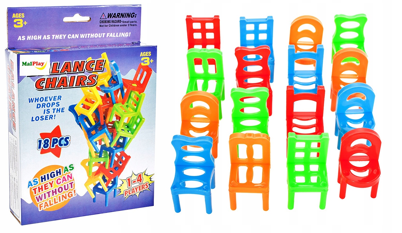 GRA Spadające Krzesła ZRĘCZNOŚCIOWA Dla 3 Graczy Wiek dziecka 3 lata +