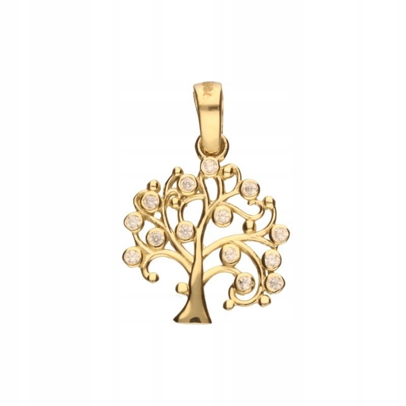 Zlatý přívěsek 585 přívěsek se stromem života a zirkony, přívěsek 14KT