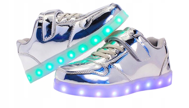 

Buty Led Z Podświetleniem Świecące Na Rzep Srebrne