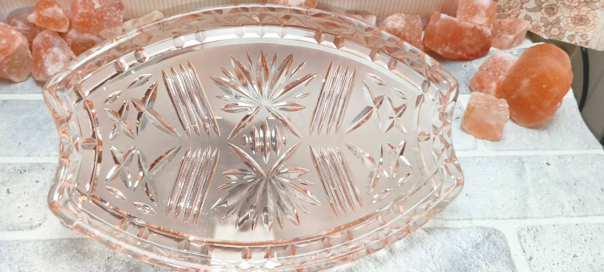 Patera Rozalinowa Różowa PRL | Szkło Prasowane Vintage | Huta Ząbkowice