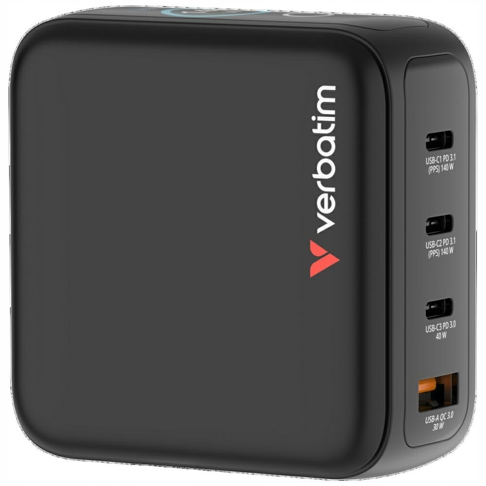 Sieťová nabíjačka Verbatim Mini GaN 140W 3x Usb-c Pd Usb-a Qc Eu/uk/usa
