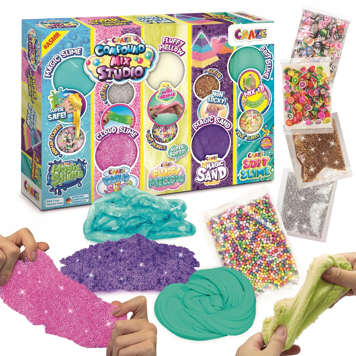 

Zestaw Piasek Kinetyczny Slime Ciastolina Wata MIX