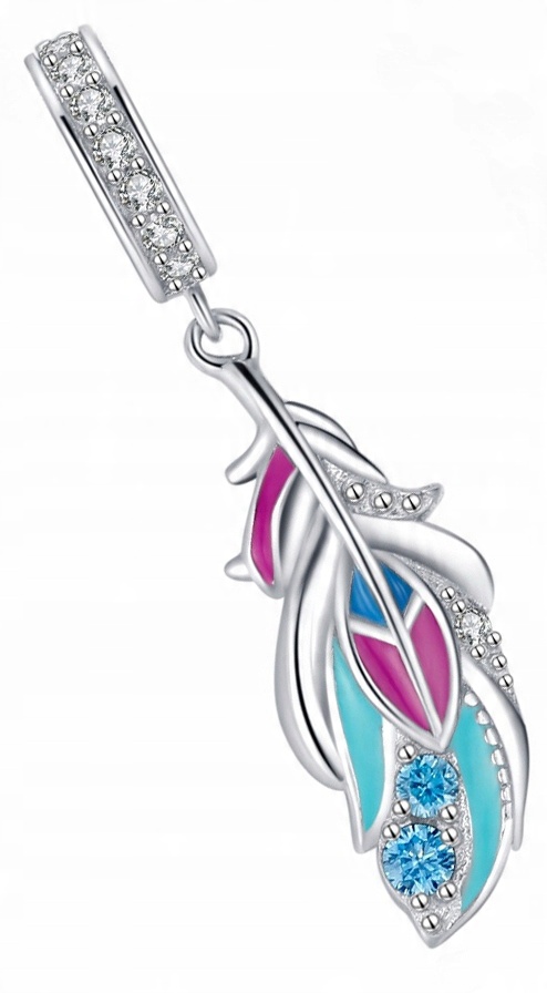 

Zawieszka Charms Kolorowe Piórko Moda Trusky S925