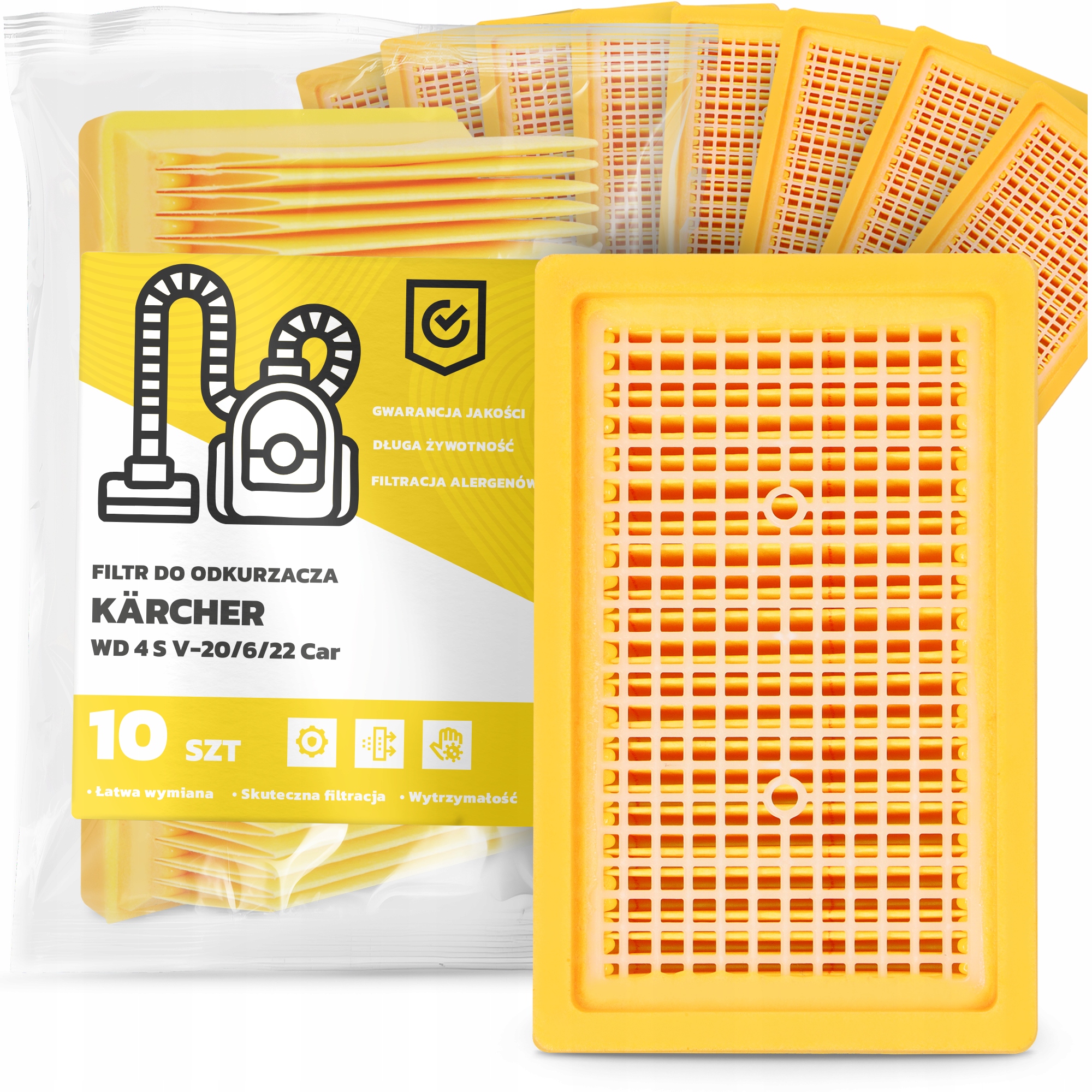 10 x Filtr Do Vysavače Kärcher Wd 4 S V-20/6/22 Car Vzduchové Filtry Em-w