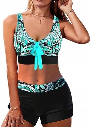 STRÓJ KĄPIELOWY DWUCZĘSCIOWY WYSZCZUPLAJĄCY BIKINI WYSOKI STAN BOKSERKI / S Model STR22
