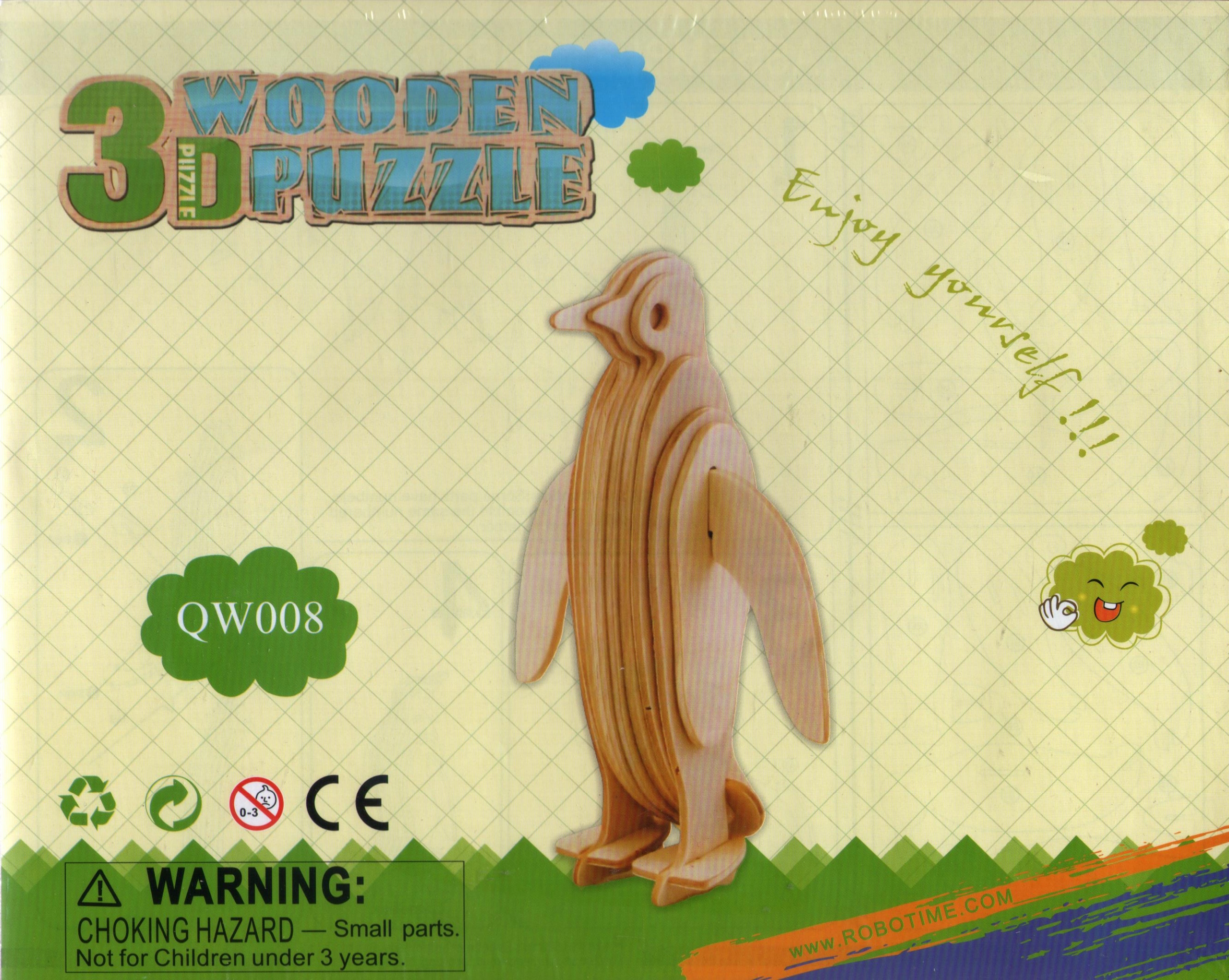 Puzzle 3d z drewna- Pingwin