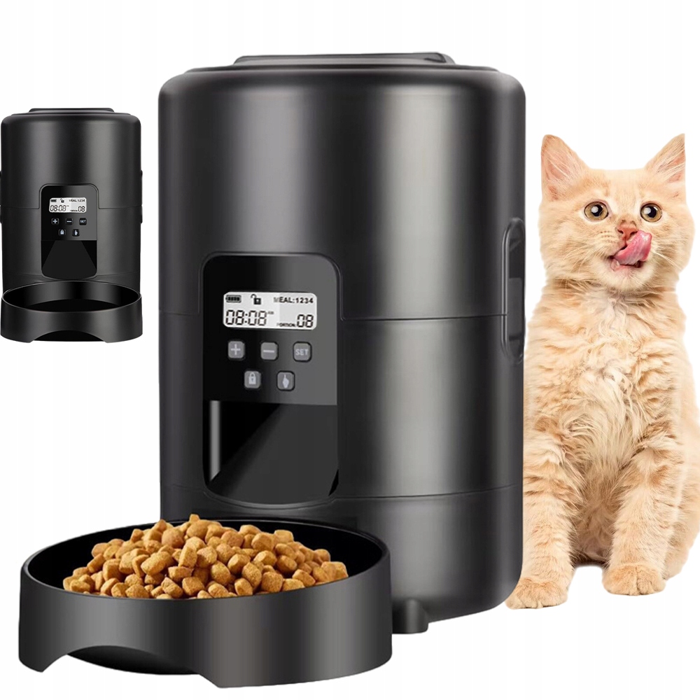 Levně Automatický Dávkovač Krmiva Dávkovač Pro Psa Kočku S LCD Obrazovkou A Usb 2L, Černý