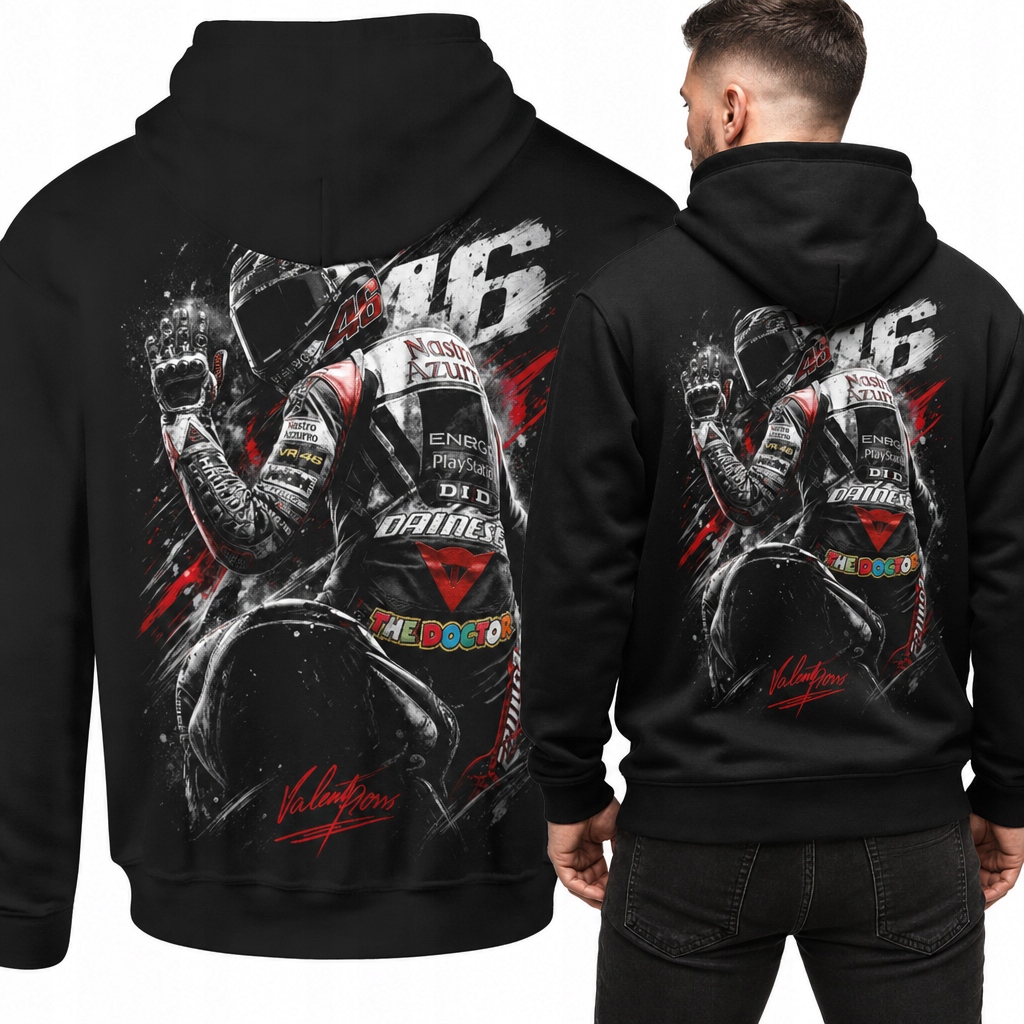 Bluza Motocyklowa Z Kapturem Dla Motocyklisty Nadruk Z Tyłu Na Plecach XL
