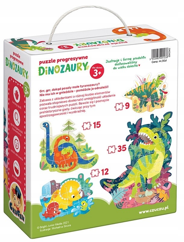 DINOZAURY puzzle tekturowe progresywne CZUCZU 3+ Marka CzuCzu