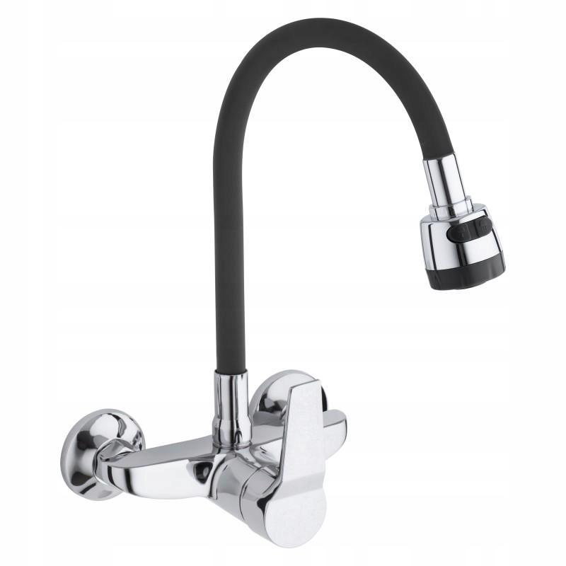 

Bateria kuchenna ścienna elastyczna kran czarna