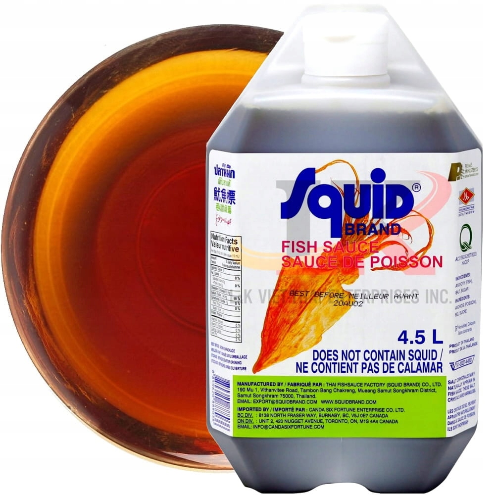 Thajská Omáčka s ančovičkami Ryby Slaný Příchuť Fish Sauce 4500 ml 4,5 litrů Squid