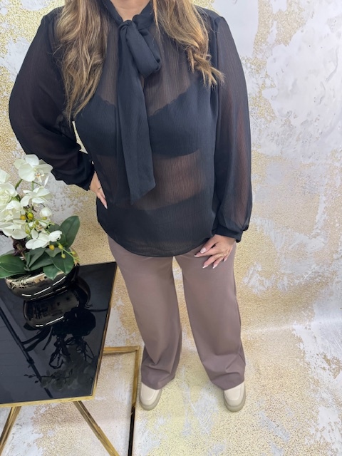 Hnědé švédské kalhoty plus size se zlatým knoflíkem XXL/XXXL Fango 44/46