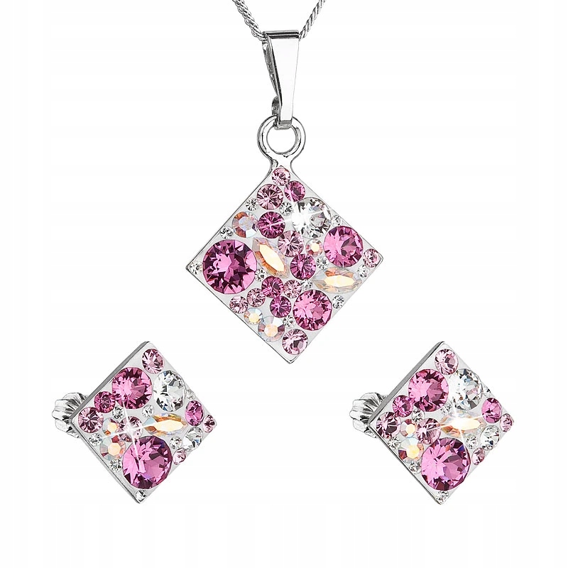 Sada šperků s krystaly Swarovski růžový kosočtverec 39126.3