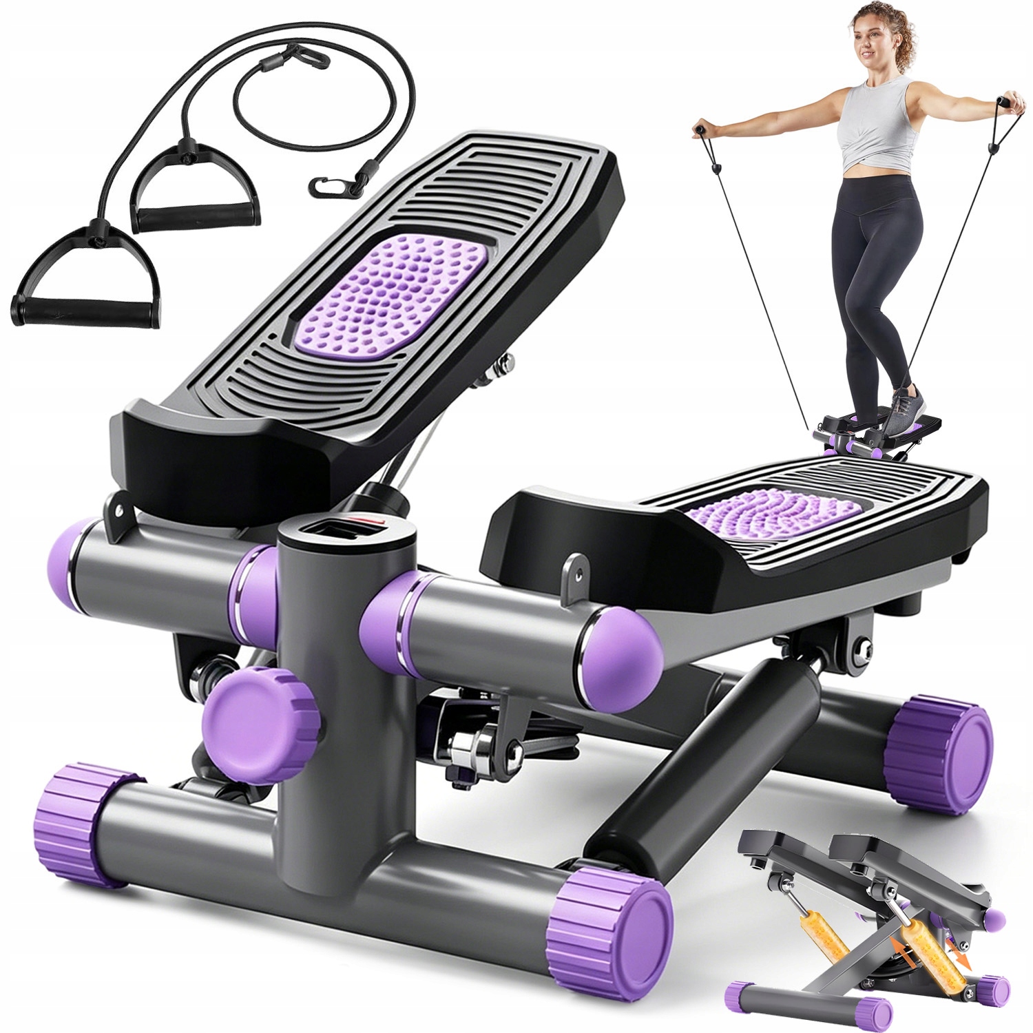 Stepper Pro Cvičení Nohou A Hýždí, Rovný Stepper 2V1 S Počítadlem A Lany