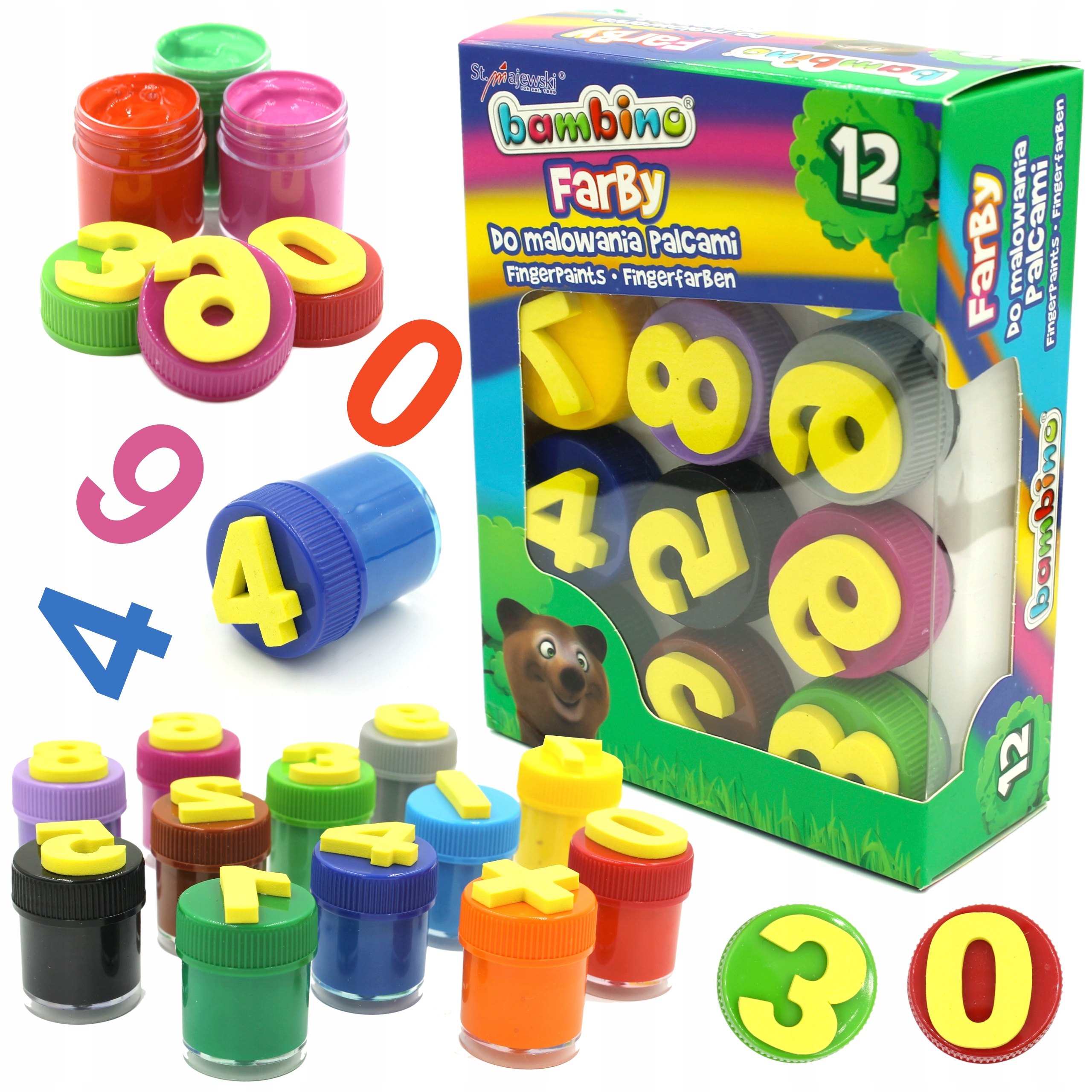 

Farby do malowania palcami Bambino 12 szt Stemple